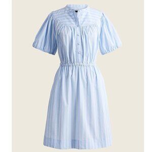 J. Crew Puff-sleeve cotton poplin shirtdress in lake stripe